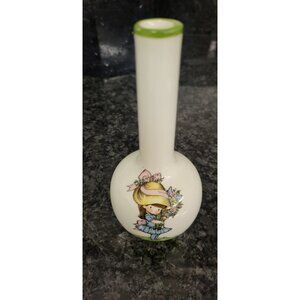 Vintage 1974 Joan Walsh Anglund Bud Vase With Girl & Sweet Remembrance Design
